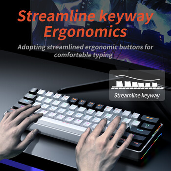 MUCAI MK61 USB Gaming Mechanical Keyboard Red Switch RGB Backlit Hot Swappable 61 Keys Ενσύρματο αποσπώμενο καλώδιο