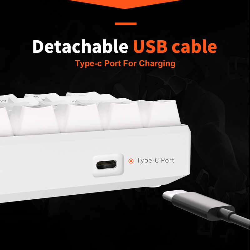 RK Royal Kludge RK61 2.4G juhtmevaba Bluetoothi mehaaniline klaviatuur kolmerežiimiline 61 klahviga RGB taustvalgustusega mini kuumvahetatav mänguriklaviatuur