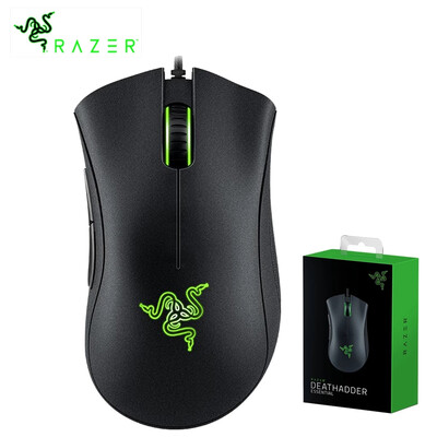 Oriģinālās Razer DeathAdder Essential vadu spēļu peles peles 6400DPI optiskais sensors 5 neatkarīgi pogas klēpjdatora datora spēlētājam