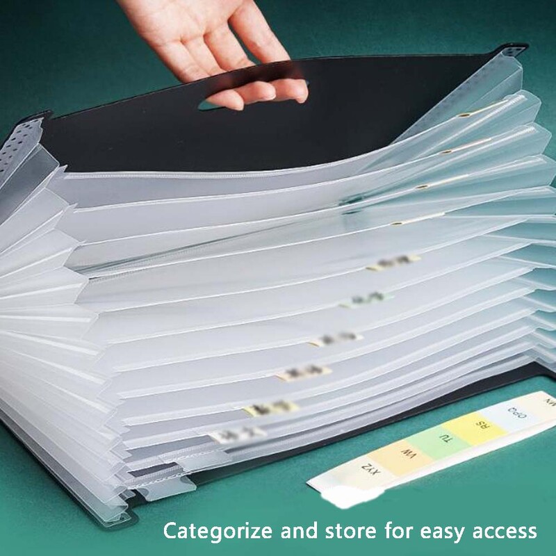 1 vnt A4 aplanko daugiasluoksnis organų krepšys, 13 didelės talpos dokumentų dėžutė, rankenos dizainas yra lengvas nešiotis