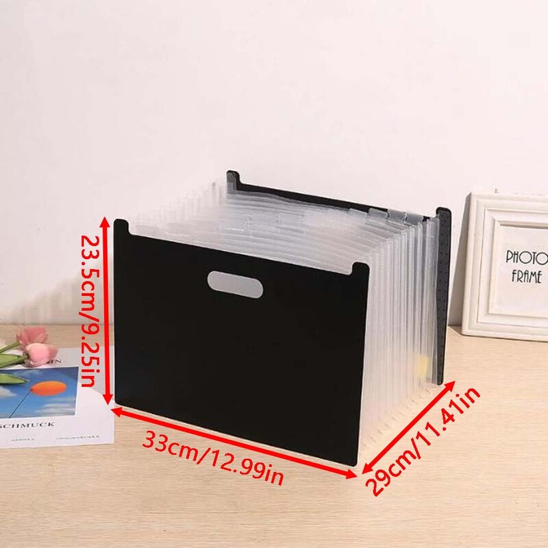 1 vnt A4 aplanko daugiasluoksnis organų krepšys, 13 didelės talpos dokumentų dėžutė, rankenos dizainas yra lengvas nešiotis