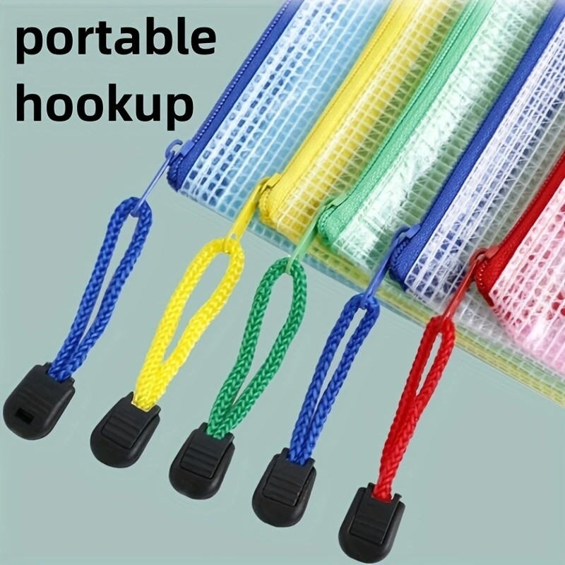 10vnt, A3 tinklinis užtrauktuko maišelis, 5 spalvos, vandeniui atsparus plastikinis dildė Krepšys mokyklinėms ir biuro reikmenims, kosmetikai, kelionėms tvarkyti