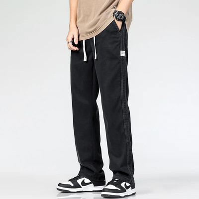 Καλοκαιρινό λεπτό φαρδύ φαρδύ ανδρικό τζιν Soft Lyocell Elastic Fashion Casual ίσιο τζιν παντελόνι μαύρο μπλε γκρι