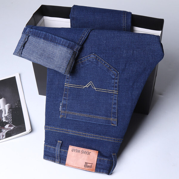 Meeste teksapüksid, tavaliistuvad ärilised vabaaja teksad, sirge klassikaline, kõrge kvaliteediga, suures suuruses uus Dropship luksuslikud püksid Dropship