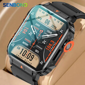 SENBONO 1,95 инча външен военен смарт часовник Мъжки Bluetooth Call Smartwatch за Android IOS IP68 Водоустойчив спортен часовник Ftiness