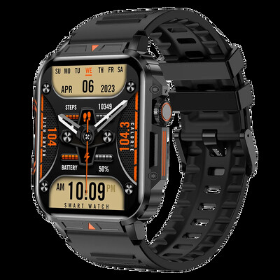 SENBONO 1,95 инча външен военен смарт часовник Мъжки Bluetooth Call Smartwatch за Android IOS IP68 Водоустойчив спортен часовник Ftiness
