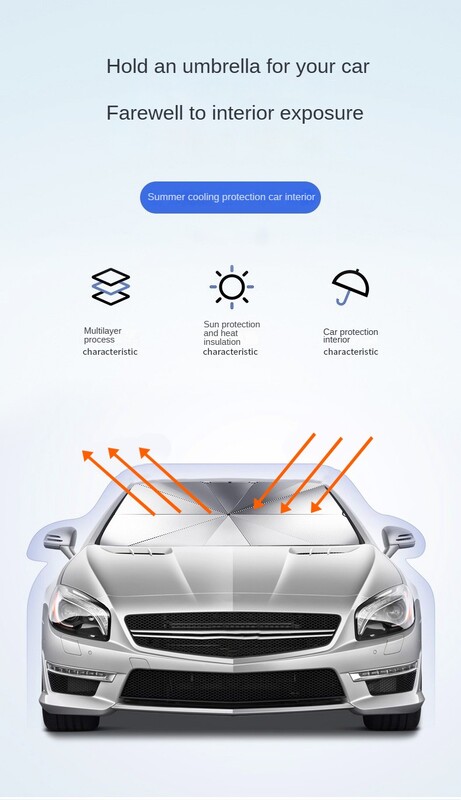 Automobilio priekinis priekinis stiklas Sidabrinis priekinis stiklas Sidabrinis titanu dengtas didelis skydelis nuo saulės Vasarinė šilumos izoliacija ir ištraukiamas aušinimas