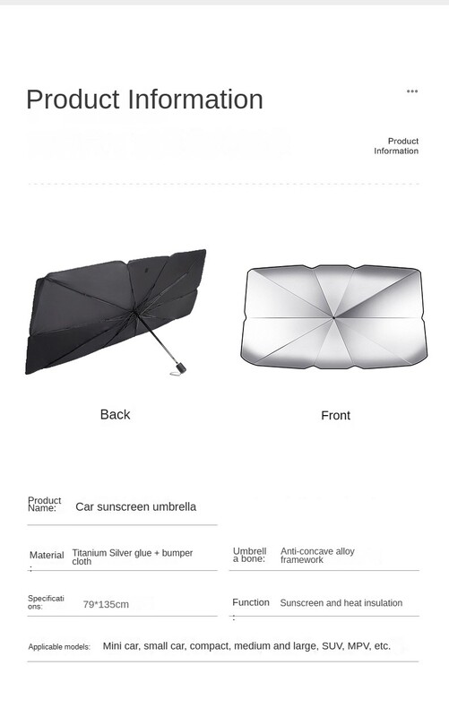 Automobilio priekinis priekinis stiklas Sidabrinis priekinis stiklas Sidabrinis titanu dengtas didelis skydelis nuo saulės Vasarinė šilumos izoliacija ir ištraukiamas aušinimas