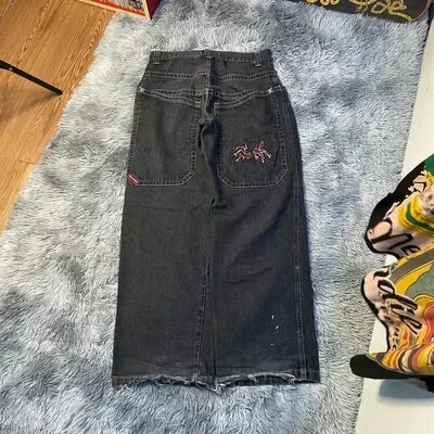 Harajuku Hip Hop JNCO Τζιν Y2k Ανδρικό καγκουρό γραφικό μεγάλη τσέπη μπλε vintage φαρδύ τζιν γοτθικό φαρδύ παντελόνι με ψηλή μέση