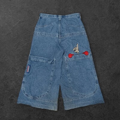 Harajuku Hip Hop JNCO Τζιν Y2k Ανδρικό καγκουρό γραφικό μεγάλη τσέπη μπλε vintage φαρδύ τζιν γοτθικό φαρδύ παντελόνι με ψηλή μέση