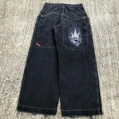 Harajuku Hip Hop JNCO Τζιν Y2k Ανδρικό καγκουρό γραφικό μεγάλη τσέπη μπλε vintage φαρδύ τζιν γοτθικό φαρδύ παντελόνι με ψηλή μέση