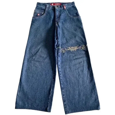 Harajuku Hip Hop JNCO Τζιν Y2k Ανδρικό καγκουρό γραφικό μεγάλη τσέπη μπλε vintage φαρδύ τζιν γοτθικό φαρδύ παντελόνι με ψηλή μέση