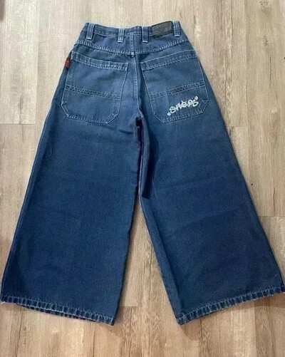Harajuku Hip Hop JNCO Τζιν Y2k Ανδρικό καγκουρό γραφικό μεγάλη τσέπη μπλε vintage φαρδύ τζιν γοτθικό φαρδύ παντελόνι με ψηλή μέση