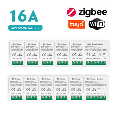 16A Tuya Wifi /Zigbee 3.0 Mini nutikas isetegemise lüliti, kahesuunaline juhtimine nutika kodu releeautomaatika kaitselülitiga töötab koos Alexa Google Home`iga