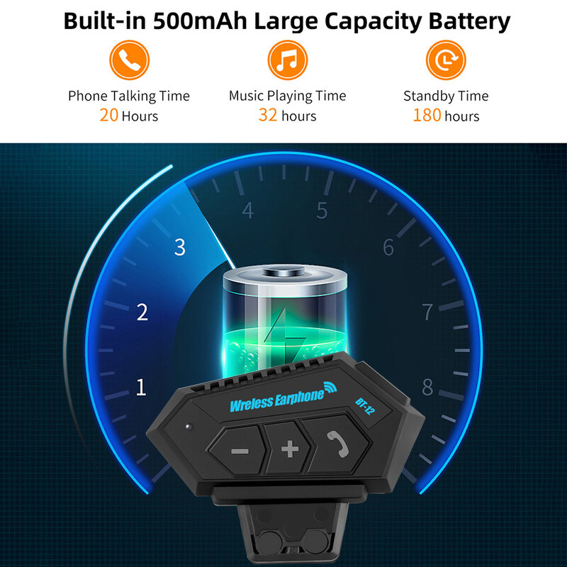 T2 Bluetooth 4.2 Mootorrattakiiver Peakomplektid Kõrvaklapid BT Juhtmevaba Moto Stereo Interphone Käed-vabad koos vähendamismikrofoniga