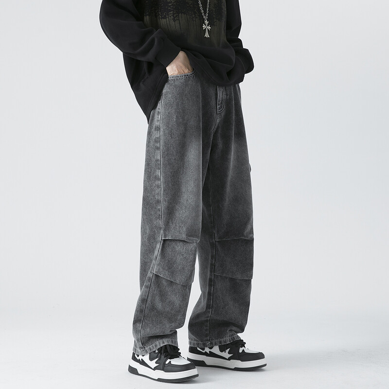 2024. aasta kevad, uued meeste teksapüksid laia säärega teksapüksid, kottis teksad High Street Y2K mitme taskuga vintage tänavarõivaste püksid