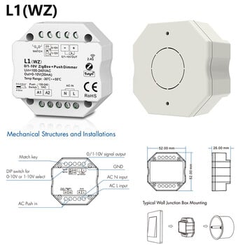 100-240VAC 1CH 0/1-10V Zigbee & RF Push Dimmer TuyaAPP Smart Control 2.4G R11 RF Touch Diming Remote App Voice For Alexa Google