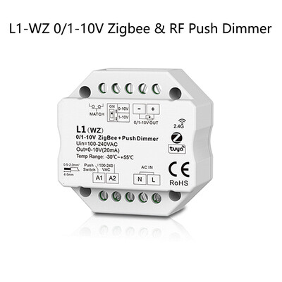 100-240VAC 1CH 0/1-10V Zigbee & RF Push Dimmer TuyaAPP Smart Control 2.4G R11 RF Touch Diming Remote App Voice For Alexa Google