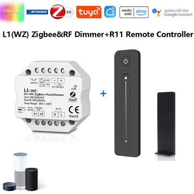 100-240VAC 1CH 0/1-10V Zigbee & RF Push Dimmer TuyaAPP Smart Control 2.4G R11 RF Touch Diming Remote App Voice For Alexa Google