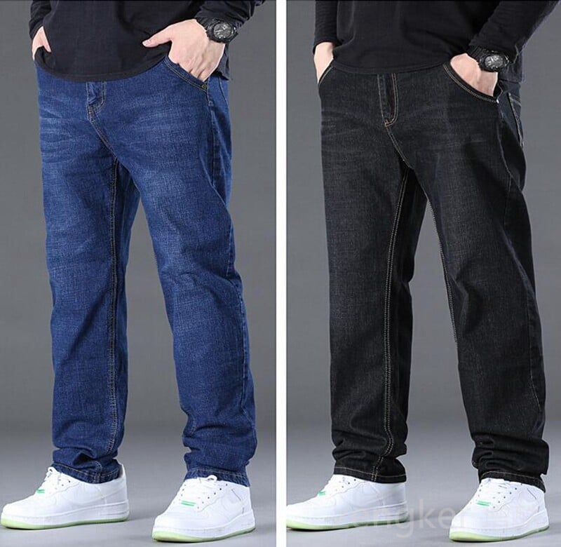 Pánske elastické rifle jar/jesen 2024, veľké veľkosti, voľné, rovné, slim, nohavice, vrecovité, 46, 48, 50, 52.