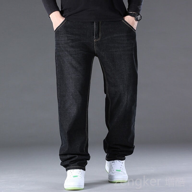 Pánske elastické rifle jar/jesen 2024, veľké veľkosti, voľné, rovné, slim, nohavice, vrecovité, 46, 48, 50, 52.