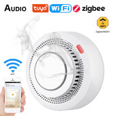 Tuya Zigbee/Wifi детектор за дим Сензор Сигурност Защита Пожарна аларма за дим Система за интелигентна домашна безопасност Работи с приложението Smart Life APP