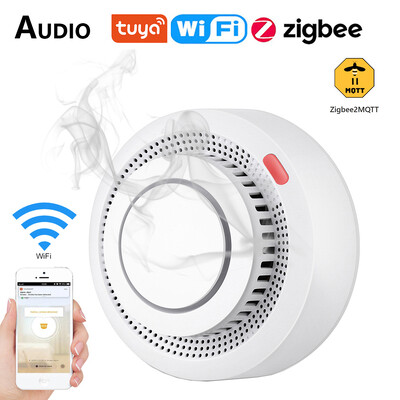 Tuya Zigbee/Wifi детектор за дим Сензор Сигурност Защита Пожарна аларма за дим Система за интелигентна домашна безопасност Работи с приложението Smart Life APP