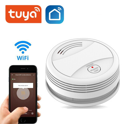 Wifi Tuya viedais dūmu detektora sensors 80DB trauksmes ugunsgrēka dūmu detektors Wifi/433 ugunsdrošība mājas drošības signalizācija Smart Life APP