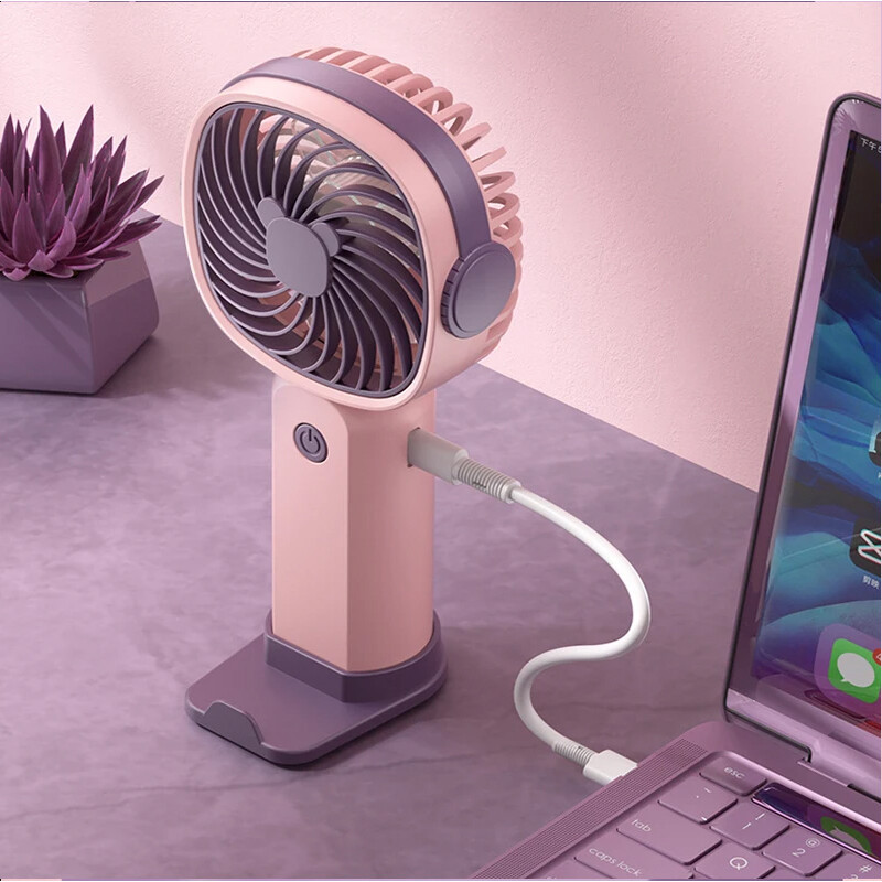 Käeshoitav kokkupandav kaasaskantav vaikne väike ventilaator USB laadimine Multifunktsionaalne ventilaator lauaarvuti elektriline ventilaator koos alusega