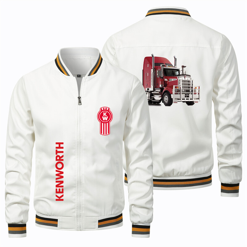 2024 Hot Fashion Meeste lenduri seisva kraega jope kaubamärgiga veoauto Kenworthi logoga tänava tuulekindel ülisuur meeste spordijope