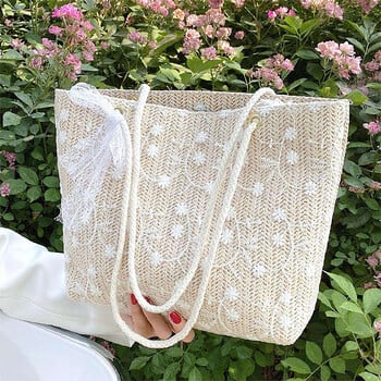 Ταξίδι Holiday Shoulder Lace Lace Lace Lace braided bag Τσάντα θαλάσσης μεγάλης χωρητικότητας Τσάντα ώμου σε στυλ ψάθινη πλεξούδα τσάντα ώμου01