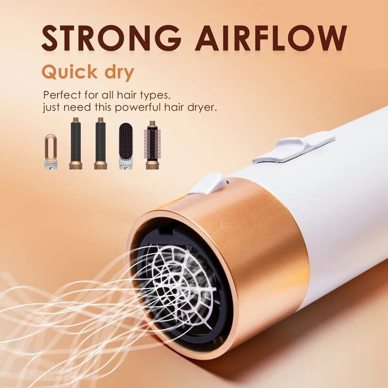 Professionaalne Air Hair Styler 5 in 1 Madala müratasemega juuste lokkimine sirgendav juuksekuivatus 1000 W kuumaõhuharjad
