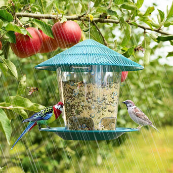 Bird Feeder Αυτόματο εργαλείο τροφοδοσίας ποδιών Εξωτερικός τροφοδότης πουλιών Κρεμαστό παξιμάδι τροφοδοσίας πολλαπλών οπών Δοχείο τροφοδοσίας