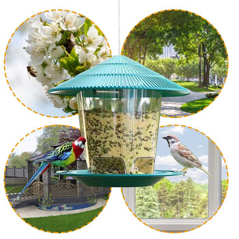 Bird Feeder Αυτόματο εργαλείο τροφοδοσίας ποδιών Εξωτερικός τροφοδότης πουλιών Κρεμαστό παξιμάδι τροφοδοσίας πολλαπλών οπών Δοχείο τροφοδοσίας