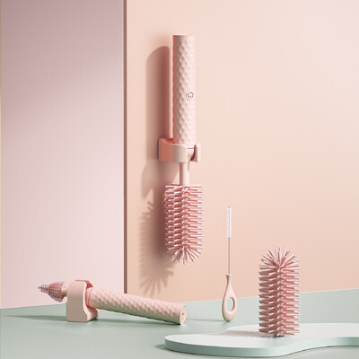 Silikoninio pieno butelio šepetėlio puodelio šveitimo stiklo valiklis virtuvės valymo įrankis ilga rankena gėrimo butelio stiklo puodelio valymo šepetys