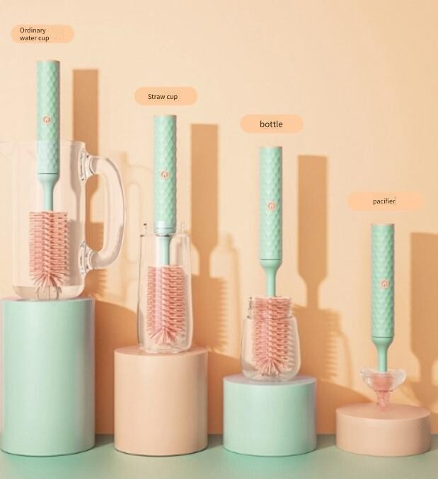 Silikoninio pieno butelio šepetėlio puodelio šveitimo stiklo valiklis virtuvės valymo įrankis ilga rankena gėrimo butelio stiklo puodelio valymo šepetys