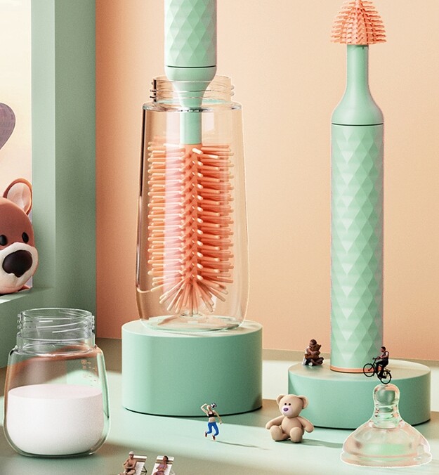 Silikoninio pieno butelio šepetėlio puodelio šveitimo stiklo valiklis virtuvės valymo įrankis ilga rankena gėrimo butelio stiklo puodelio valymo šepetys