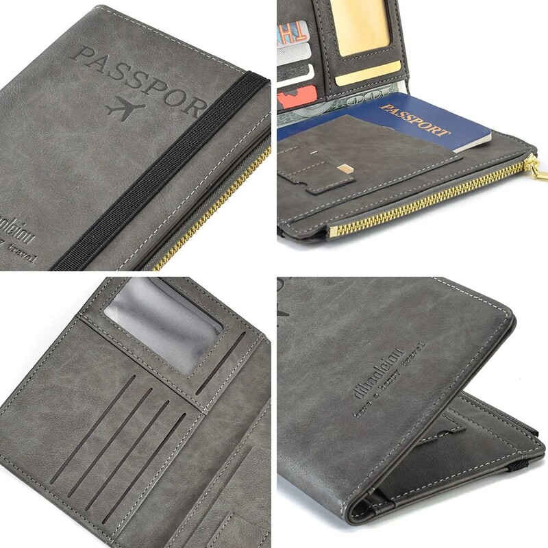 Pu Vöö passikott RFID passihoidja Multifunktsionaalne naiste ja meeste äripassi rahakoti kaardikoti piletihoidja