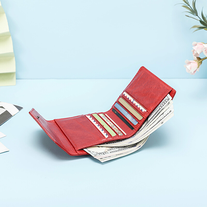 CONTACT'S Μίνι πορτοφόλια από γνήσιο δέρμα για γυναίκες Λεπτές θήκες καρτών RFID Πορτοφόλια νομισμάτων Κλιπ χρημάτων Γυναικεία πορτοφόλια Τσάντες Τσάντες