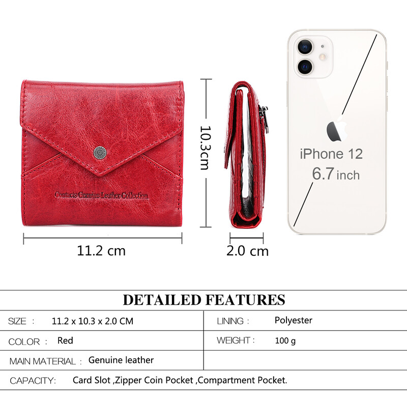 CONTACT'S Μίνι πορτοφόλια από γνήσιο δέρμα για γυναίκες Λεπτές θήκες καρτών RFID Πορτοφόλια νομισμάτων Κλιπ χρημάτων Γυναικεία πορτοφόλια Τσάντες Τσάντες