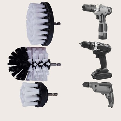 3 vnt / rinkinys 2/3,5/4 colių elektrinis šveitimo šepetys Gręžimo šepečių rinkinys Plastikinis apvalus valymo šepetys, skirtas kilimų stiklo automobilių padangoms nailoniniams šepečiams