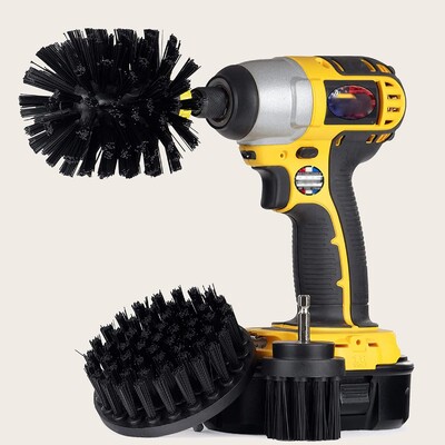 3 vnt / rinkinys 2/3,5/4 colių elektrinis šveitimo šepetys Gręžimo šepečių rinkinys Plastikinis apvalus valymo šepetys, skirtas kilimų stiklo automobilių padangoms nailoniniams šepečiams