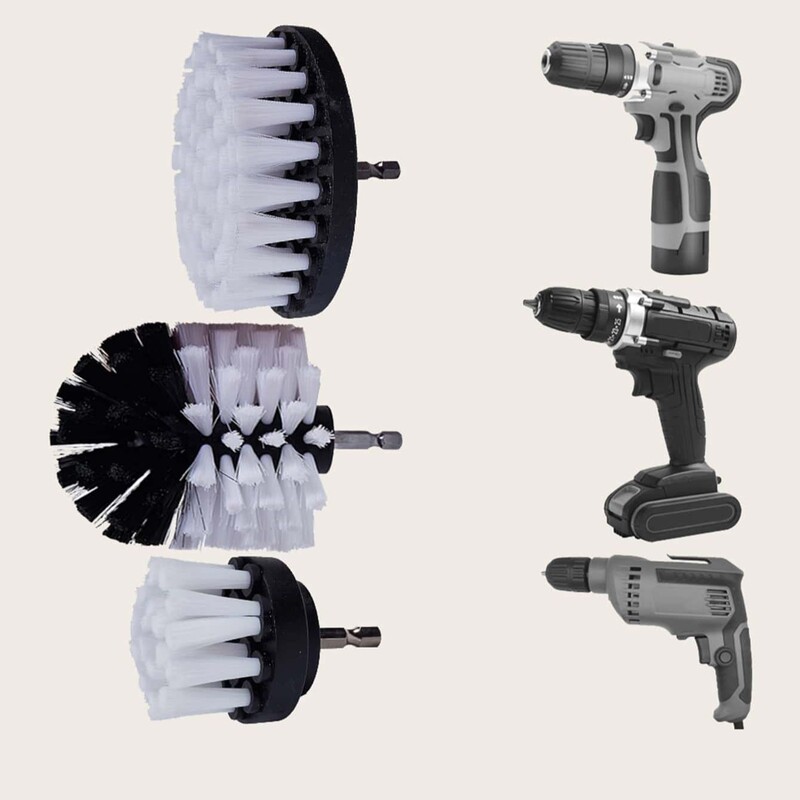 3 vnt / rinkinys 2/3,5/4 colių elektrinis šveitimo šepetys Gręžimo šepečių rinkinys Plastikinis apvalus valymo šepetys, skirtas kilimų stiklo automobilių padangoms nailoniniams šepečiams