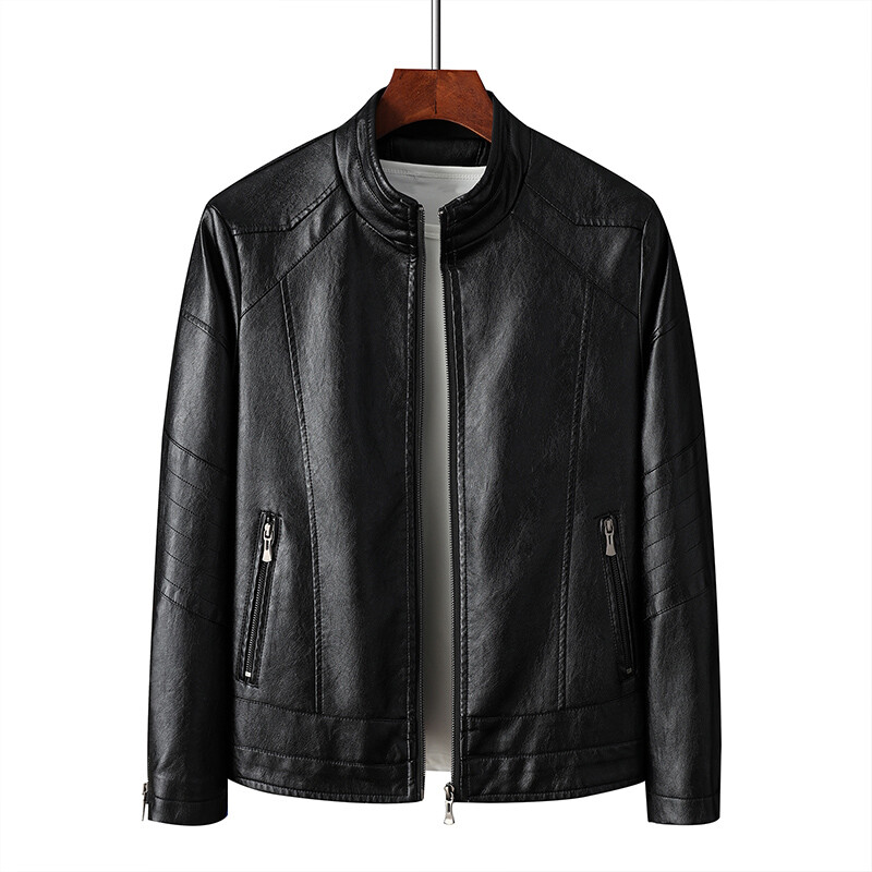 Äri Meeste Moodne nahktagi vabaaja Slim Fit Stand krae Nahkjakk Meeste nahktagi Trend jakid Pealisrõivad