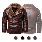 Мъжко яке за есента Останете топло и стилно през този сезон и през зимата Кожа от изкуствена кожа с множество джобове Мотоциклетно палто