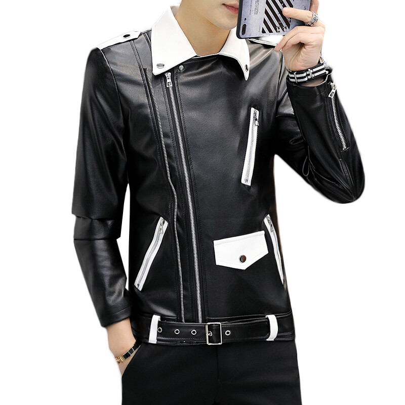 Νέα σχεδίαση Μοτοσικλέτα Bomber Δερμάτινη ζώνη Ανδρικό φθινοπωρινό γυριστό γιακά Ανδρικό δερμάτινο παλτό
