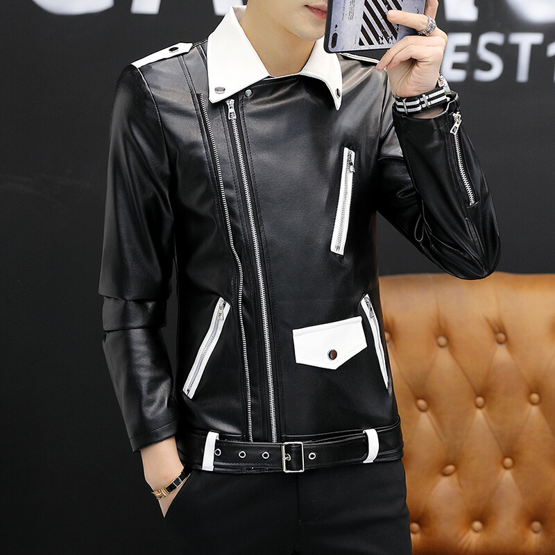 Νέα σχεδίαση Μοτοσικλέτα Bomber Δερμάτινη ζώνη Ανδρικό φθινοπωρινό γυριστό γιακά Ανδρικό δερμάτινο παλτό