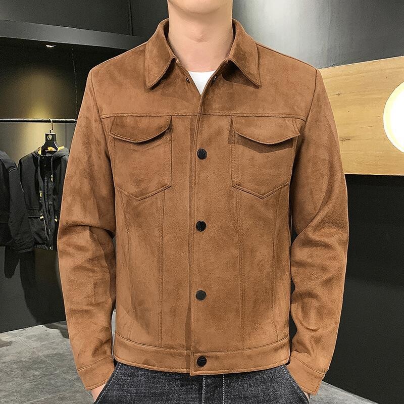 Ανοιξιάτικη μόδα φθινοπώρου 2024 Ανδρικά σουέτ Δερμάτινα μπουφάν Παλτό Δερμάτινα τζάκετ με κολάρο Ανδρικά ρούχα casual outwear Ανδρικά ρούχα C19