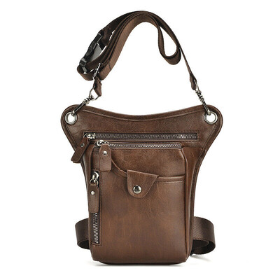 Vintage vyrų juosmens „Fanny Pack Drop Leg Cross Body Body“ pečių krepšiai motociklo vairuotojui, PU odos vyriškas „Messenger“ klubų diržo šlaunų krepšys