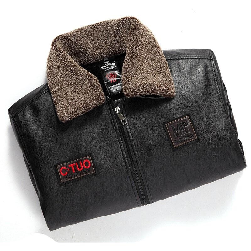 Muški zimski kaputi Pu kožne jakne Bomber kaput Muški flis Modna muška odjeća Motociklistička jakna Debela vintage vanjska odjeća 5Xl